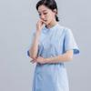 Ropa de Enfermera Hospital Salón de Belleza Traje de Enfermera Ropa de Trabajo Traje con Peto Parcial Azul Verano Manga Corta Pantalones Ropa de Enfermera