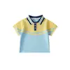 Uniformes Escolares de Algodón Amarillo y Azul para Verano, Uniformes de Clase para Estudiantes de Primaria, Playeras Polo, Estilos Deportivos, 25 Años