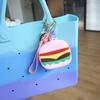 Monedero de silicona con forma de hamburguesa para guardar llaves, diseño creativo, minillavero colgante para parejas, cartera pequeña, llavero colgante