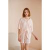 Pijama corto de algodón satinado con manga corta y solapa para mujer, ropa de casa con bordado de bolsillo y rayas, novedad de verano