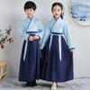 Disfraz antiguo de Hanfu para niños, disfraz de Guoxue para niñas, disfraz de actuación de la regla del discípulo del sutra de tres caracteres para niños, disfraz de actuación de niño con falda y libro