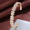 Comercio Electrónico Transfronterizo Especializado en Moda Europea y Americana de Gran Venta, Pulseras Abiertas Minimalistas para Mujer con Microincrustaciones de Zirconia, Joyería de Alta Gama de Lujo Ligero