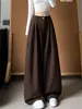 Calça pantalona relaxada estilo europeu com toque japonês para mulheres, novo modelo outono 2026, cintura alta, modelagem solta, afina a silhueta, calça longa casual para pessoas baixinhas