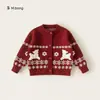 Ropa de Primavera y Otoño para Niños Youbao Estilo Retro Cárdigan para Niños Copo de Nieve Pequeño Ciervo Suéter de Punto para Niñas Chaqueta Infantil