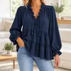 Annuo Desarrollo Propio 2026 Ropa Femenina Europea y Americana Estación Independiente de Amazon Moda Casual Top de Manga Larga con Cuello en V y Volantes con Cordón