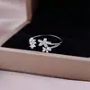 Anel Aberto de Margarida Fresca com Diamantes Luochen, Design de Nicho, Pulseira Anel de Esmalte Pingado de Moda de Alta Qualidade