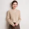 Suéter de malha 100% caxemira pura para mulheres, novo estilo outono e inverno, base grossa de sete pontos, blusa de gola V de fio duplo, versátil e moderna