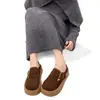 Zapatos Birkenstock de Suela Gruesa para Mujer 2026 Otoño Nuevos Mocasines Casuales de Gamuza Suave Sin Cordones Zapatos Individuales Versátiles