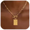 Amazon Transfronterizo Nuevo Collar Colgante Cuadrado Cruz Hip-Hop Cadena de Clip para Clavícula Moda Personalidad Temperamento para Mujeres