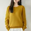 Suéter de Punto de Algodón Puro con Cuello Redondo para Mujer, Holgado, de Manga Larga, Versátil, Tacto de Alta Gama, Grueso, Top Otoño/Invierno 2026