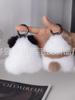 Pelo de Visón Imitación Lindo Colgante de Trasero de Panda Felpa Colgante para Mochila Llavero Colgante de Panda Rojo Colgante de Pareja