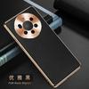 Adequado para Capa de Celular Huawei Mate40Pro Couro Genuíno Texturizado Galvanoplastia Borda Macia Honor 70Pro Capa de Lente de Metal