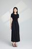 Cisne Negro Vestido Negro Corto Diseño Cuello Cuadrado/Cuello Redondo Vestido con Costuras Nuevo para Mujer 2025 Ajustado Adelgazante