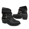 Botas Martin para mujer transfronterizas, nueva colección otoño 2025, estilo punk europeo y americano, botas casuales de media caña con tachuelas, venta al por mayor