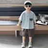 Conjunto de Verano para Niños X247, Conjunto de Dos Piezas Tendencia Estilo Coreano con Camiseta de Manga Corta y Shorts para Niños, Ropa Nueva de Verano para Niños Pequeños