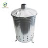 Incinerador Transfronteiriço 75L Externo Redondo Grande de Ferro Galvanizado com Tampa Articulada Tambor de Incineração de Lixo Incinerador de Folhas