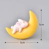 Chaveiro Pingente de Plástico Lua Cachorrinho Dormindo Coelho Urso Gatinho Pingente de Animal Artesanato de Micro Paisagem Enfeites