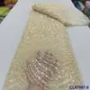Vestido Estilo Francês com Bordado Floral Tridimensional Robusto, Tecido de Renda para Casamento, Tecido de Renda com Lantejoulas para Noivas