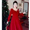 Vestido de Noiva Estilo Francês Toast 2026 Novo Vestido de Noiva e Noivado Manga Longa Baile de Formatura Elegante e Gracioso
