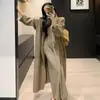 Conjunto de Suéter Cardigan Longo de Tricô Estilo Preguiçoso para Mulheres, Novo Conjunto de Duas Peças com Vestido de Gola Alta para Outono e Inverno