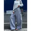 Directo del fabricante: Pantalones casuales holgados con estampado de letras retro americano para mujer, nuevo estilo de otoño, pantalones casuales y versátiles de largo hasta el suelo, estilo ins