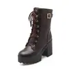 Zapatos de Mujer Tallas Grandes Aliexpress Botas con Cordones Tacón Grueso Plataforma Impermeable Hebilla de Cinturón Botines 40-43