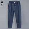 Pantalones cortos de lino de verano para hombre, pantalones casuales rectos y sueltos para hombre, pantalones cortos finos y cortos, pantalones juveniles de moda.