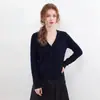 Nuevo Cárdigan de Punto con Cuello en V para Otoño/Invierno para Mujer, Versátil Color Sólido Tejido de Trenza Suéter Superior 100% Cachemira Pura