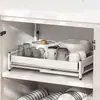 Atacado Yushijia Combinação Opcional Cesta de Puxar Instalação Gratuita Retrátil Extraível Escorredor de Louça Armário de Cozinha Sem Furo