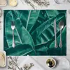 Mantel Individual para Mesa de Comedor con Estampado de Hojas Verdes Estilo Europeo Tapete de Comedor Suministros de Cocina Tapete para Comida Occidental Posavasos LOGOTIPO