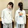 2026 Top de Forro Polar Otoño/Invierno para Niñas Medianas y Grandes Camiseta Elegante de Manga Larga Versátil Prenda Base Moda Cuello Alto Ropa Interior
