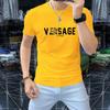 Camiseta de manga corta con cuello redondo de algodón mercerizado de alta gama para hombre, cómoda, transpirable, versátil, de corte entallado, de moda para hombre.