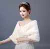 Chal de boda para novia abrigo de manga larga invierno 2018 nuevo vestido de dama de honor piel sintética engrosado cálido Blanco