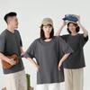 Camiseta Unisex Versátil de Color Sólido de Manga Corta Estilo Calle Alta de Hong Kong para Hombre Verano Cuello Redondo Holgada Simple Top de Media Manga
