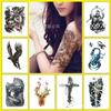 Tatuaje Temporal Flor Brazo Impermeable Cabeza de Lobo Carpa Guan Gong Calavera Llama Geisha Cruz Búho Flor