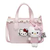 Bolso de hombro retro estilo coreano con estampado de leopardo Hello Kitty, bolso cruzado para mujer, diseño de nicho, lindo bolso de mano de felpa de dibujos animados