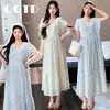 Nuevo Vestido de Maternidad de Verano 2026 con Estilo Dulce y Elegante, Vestido de Maternidad de Longitud Media con Mangas Cortas