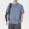 Camiseta Tendência Estilo Americano 2026 Bordada Lavagem Pesada Manga Curta para Homens, Verão Solta Gola Redonda Meia-Manga