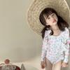 Traje de baño de una pieza de manga larga para niña, lindo traje de baño de princesa para bebé, traje de baño para aguas termales, traje de color coreano al por mayor