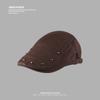 Gorra de repartidor retro con remaches estilo coreano para mujer 2024 nueva primavera y otoño boina de ocio parasol lengua de pato gorra hacia adelante para hombre