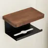 Portarrollos de Papel Higiénico de Madera Maciza, Estante Creativo de Almacenamiento para Baño, Instalación sin Taladro, Portarrollos de Papel de Cocina de Nogal, Instalación sin Taladro