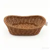 Cesta de Armazenamento Trançada de Rattan Sintético Cesta de Exibição de Pão e Frutas para Supermercado Bandeja de Armazenamento de Utensílios Domésticos Cesta de Lingotes de Fornecimento Transfronteiriço