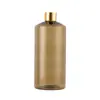 Botella de plástico PET de 500 ml con hombro inclinado, color verde oscuro, tapa de rosca de aluminio anodizado, para aceite esencial, tónico, cosméticos, rellenado