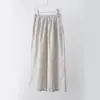 Pantalones Casuales de Lino Puro Estilo Japonés para Viajar, Holgados, Artísticos, Cintura Elástica, Pierna Ancha, Cortos, Rectos, para Mujer, Primavera y Verano