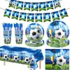 Festa de Aniversário Copa do Mundo de Futebol Nova Transfronteiriça Conjunto de Copo de Papel e Guardanapo Faixa Troféu Decoração de Bolo de Aniversário Prato de Papel