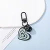 Llavero de campana con forma de corazón de resina con purpurina de colores con anillo de aleación, decoración de llavero colgante con purpurina degradada, regalo