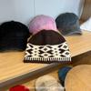 Sombrero de Pescador Tejido de Punto con Diseño Jacquard de Estilo Étnico, Sentido del Color a Juego en Rombo, Sombrero de Lana para Otoño e Invierno para Mujer, Sombrero Cálido