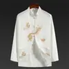 Traje Estilo Chinês Tang para Pessoas de Meia-Idade e Idosos, Hanfu para Pai, Traje Longo de Manga Comprida Retrô para Primavera e Verão, Roupa de Vovô, Traje Tai Chi para Exercício Matinal