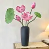 Flor y hoja de loto biónica artificial 3D, nueva decoración de flor de loto artificial estilo chino para sala de estar y mesa de comedor, venta al por mayor