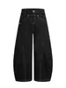 Jeans Retro Americano Negro Costura Recta Dobladillo Curvo Unisex Diseño de Nicho Pantalones Casuales de Pierna Ancha Tendencia Hip-Hop